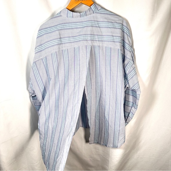 BDG Urban Outfitters Striped Cotton Oversized Open Back Coastal Grandma Shirt M - Picture 11 of 13